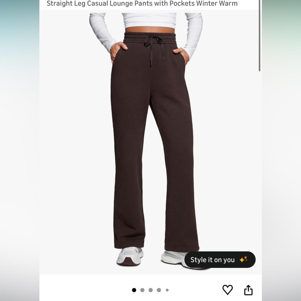 CRZ YOGA Brown Drawstring Fleece Sweatpants